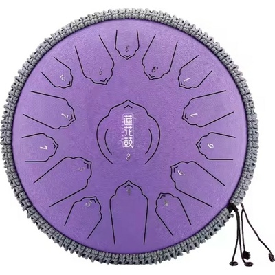 Tongue drum 12,5' 32cm 13 tónů C-dur fialová s příslušenstvím.