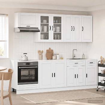 vidaXL Кухненски единица PORTO 8 pcs Бял гланц Инженерна дървесина (3438177)