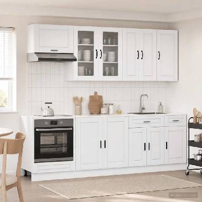 vidaXL Кухненски единица PORTO 8 pcs Бял гланц Инженерна дървесина (3438177)