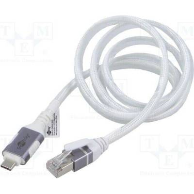 Goobay 74165 USB 3.1, RJ45 vidlice,USB C vidlice, niklovaný, 1m, bílý