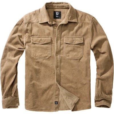 Brandit Брандирана велурена риза Classic с дълъг ръкав, цвят камила (4035.70)
