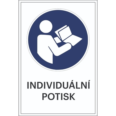 Bezpečnostní příkazové značení, Přečtěte si návod, s možností individuálního textu – hliníkový kompozit, 500×750 mm