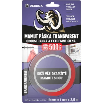 Debbex Mamut Oboustranná páska 19 mm x 2,5 m transparentní