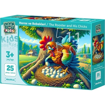 Art Puzzle Детски пъзел Art Puzzle от 25 XXL части - Петелът и неговите пиленца (35039)