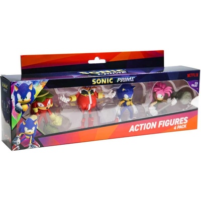Sonic Prime balení 4 figurek 8 cm Knuckles. Dr Eggman, Sonic, Rose