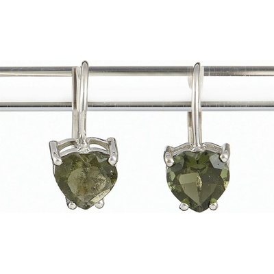 My Moldavite Stříbrné náušnice s vltavíny srdce 152-4