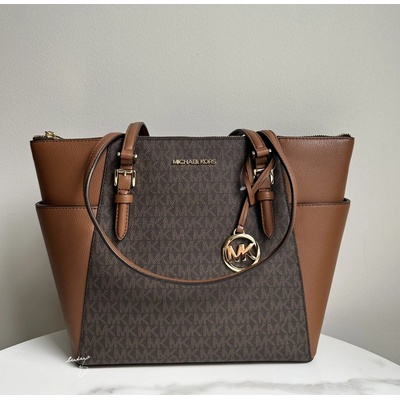 Michael Kors dámská kožená kabelka Charlotte logová hnědá