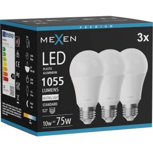 Mexen Nova 3x LED крушка E27, A60, 10W, Неутрална - 4000K, 1055 lm - L100-E27-1040-01x03 (L100-E27-1040-01x03)