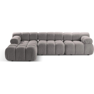 Micadoni Светлосив модулен ъглов диван от букле (ляв ъгъл) Bellis - Micadoni Home (MIC_SET5L_213_F1_BELLIS3)