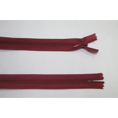 Zips krytý 3mm bordový nedeliteľný 40cm dederon