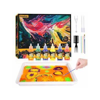 Комплект за рисуване Coodoo, Water Marbled Paint for Kids, 10, 3 x 7, 6 x 1, 5, 7K9T3AMTAJGO