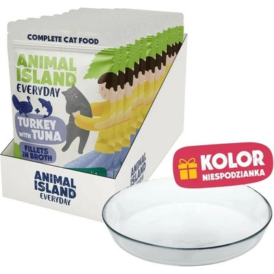 ANIMAL ISLAND Everyday Turkey and tuna in broth Box 12x85 g + talířek zdarma