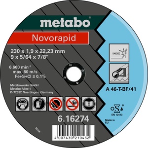 Metabo Диск за рязане NOVORAPID Inox 180x1.5x22.23 616273000 (616273000)