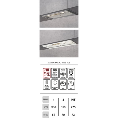 Lino Compact Comfort 52cm Сив Аспиратор за пълно вграждане (Compact Comfo)