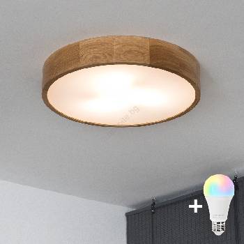Brilagi - LED RGBW димируема таванна лампа CARVALHO 3xE27/15W/230V Wi-Fi дъб Ø 47, 5 см (LEDBG0738)