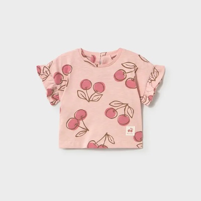 MAYORAL Тениска къс ръкав в розово с черешки за бебе момиче Mayoral