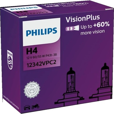 Philips VisionPlus 12342VPC2 H4 P43t-38 12V 60/55W 2ks