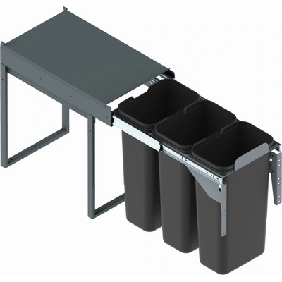 Rejs Koš odpadkový JC604F 30V 3 x 9 l v440 mm plnovýsuv soft s uchycením čela šedý