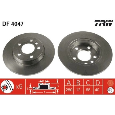 Brzdový kotúč (cena za 1ks) TRW DF4047