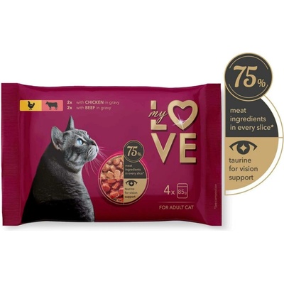 My Love adult cat s kuřecím a hovězím 4 x 85 g