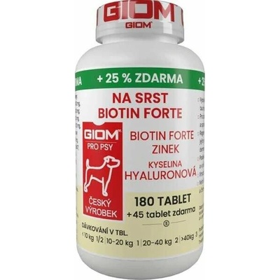Giom pes Na srst Biotin FORTE 180 tbl + 25% zdarma