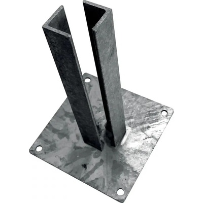 Patka Zn k montáži čtyřhranného sloupku branky / brány na betonový základ 80x80 mm