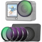 NEEWER CPL ND filter set compatible with DJI Osmo Action 6 only, pack of 4, snap on, ND8/16/32 adjustable circular polarizing filter gray filter, multi-coated, action cam photo accessories with lens cap - FL