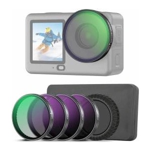 NEEWER CPL ND filter set compatible with DJI Osmo Action 6 only, pack of 4, snap on, ND8/16/32 adjustable circular polarizing filter gray filter, multi-coated, action cam photo accessories with lens cap - FL