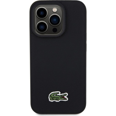 Pouzdro Lacoste Iconic Petit Pique Woven Logo Magsafe iPhone 15 Pro Max černé