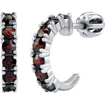 Silvego Strieborné náušnice kruhy Valie s prírodnými granátmi JSW2009SGR