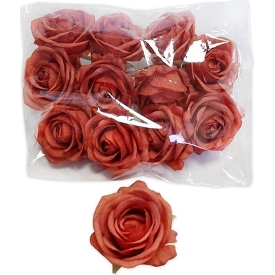 Růže hlava polyester 12ks/7cm oranž