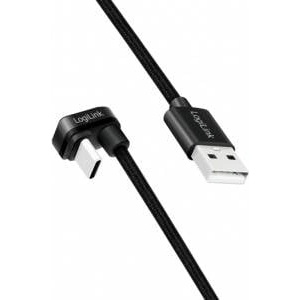 LogiLink CU0195 USB 2.0 Type-C to USB-A angled cable aluminum black 3m