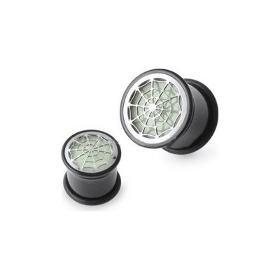 Piercingate plug do ucha s pavučinou svítící PTP00177