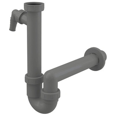 Alcadrain Drezový sifón s maticou 6/4" a prípojkou, čierny A81-DN40-ECO
