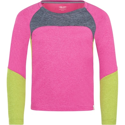 Trollkids Детска спортна тениска Trollkids Girl's Seiland Longsleeve Sport shirt - Fresh Berry / Graphite / Hedge Green - размер 152 (EU) (704-4648-0418)