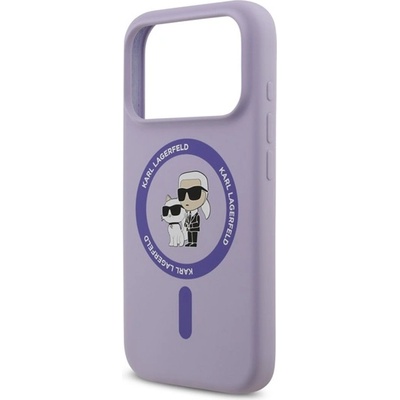 CG Mobile iPhone 17 Pro KARL LAGERFELD ТЕЧЕН СИЛИКОН KARL AND CHOUPETTE MAGSAFE Силиконов протектор за телефон, устойчив на удари, MagSafe, LILA KLHMP17LSCMKCRHU (KLHMP17LSCMKCRHU)