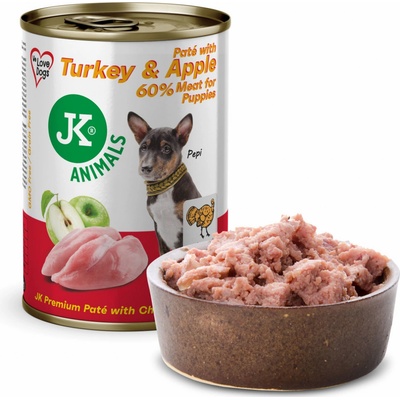 JK ANIMALS Adult Premium Paté Turkey & Apple with Chunks 400 g