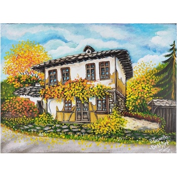 АВТОРСКА КАРТИНА "КЪЩА В ЧЕРНИ ОСЪМ" АКРИЛ