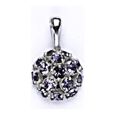 Čištín Stříbrný přívěšek se Swarovski krystaly tanzanit,půlkoule,P 1337