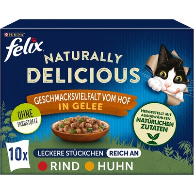 Felix Naturally Delicious hovězí a kuřecí 20 x 80 g