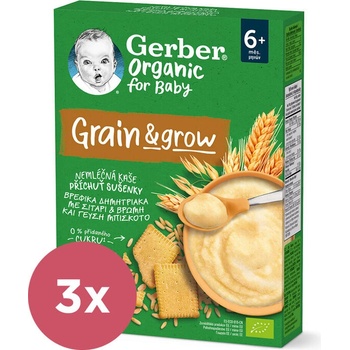 Gerber Organic Nemliečna s príchuťou sušienky 3 x 200 g​