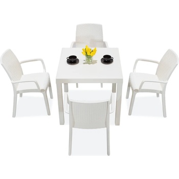 BICA Комплект мебели Далас/Индиана от бял полиратан за 4 човека Bica (BC9096BL-4x9093BL)