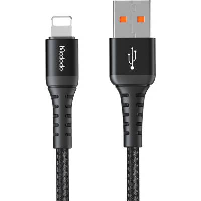 Mcdodo Кабел за данни - Mcdodo (CA-2261) - USB → Lightning, найлон оплетка, алуминий, 3A, 1m - Черен