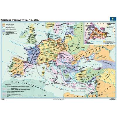 Cartographia Križiacke výpravy v 12.-13.stor. (140x100 cm), nástenná, fóliovaná, lištovaná