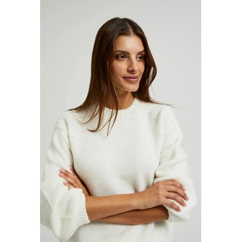Moodo Бял пуловер с балонени ръкави Moodo | Byal | ЖЕНИ | XS