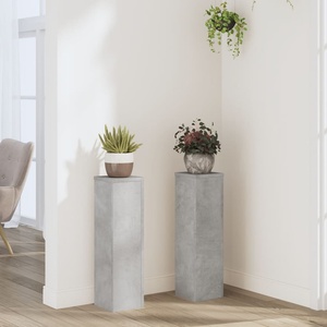vidaXL Стойки за растения 2 бр бетонно сив 17x17x60 см инженерно дърво (852936)