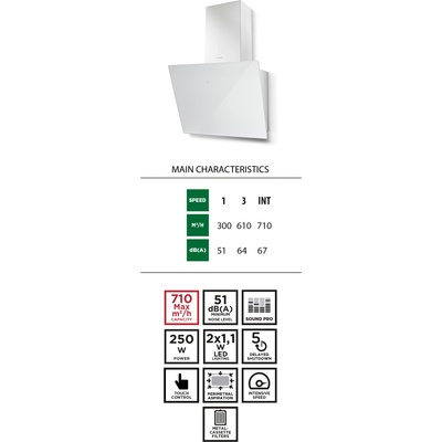 Faber TWEET EV8 LED WH A55 Вертикален аспиратор (TWEETEV8LEDWH)