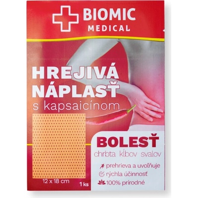 BIOMIC MEDICAL Hrejivá s kapsaicínom, 12 cm × 18 cm