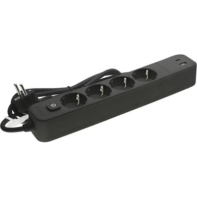 VITO РАЗКЛОНИТЕЛ 4 ГНЕЗДА usb a+c 3m ЧЕРЕН С КЛЮЧ vito (6972538041067)