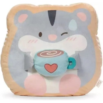 NICI MyMochi: Шай плюшена възглавница с хомяк с чаша - 35 x 33 см (62395)